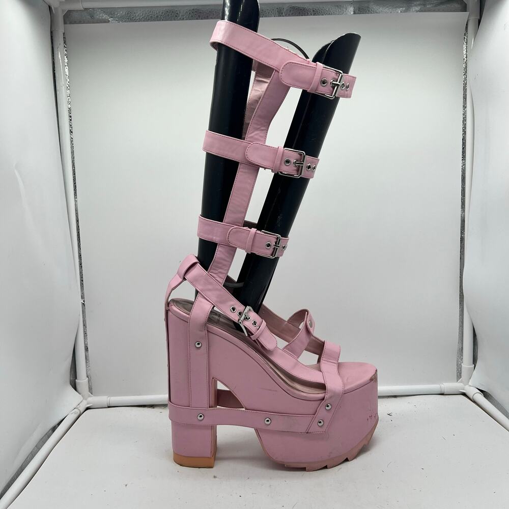 YRU Night Call High Shoes Womens 9 Pink Platform High Heel Gladiator Sandal